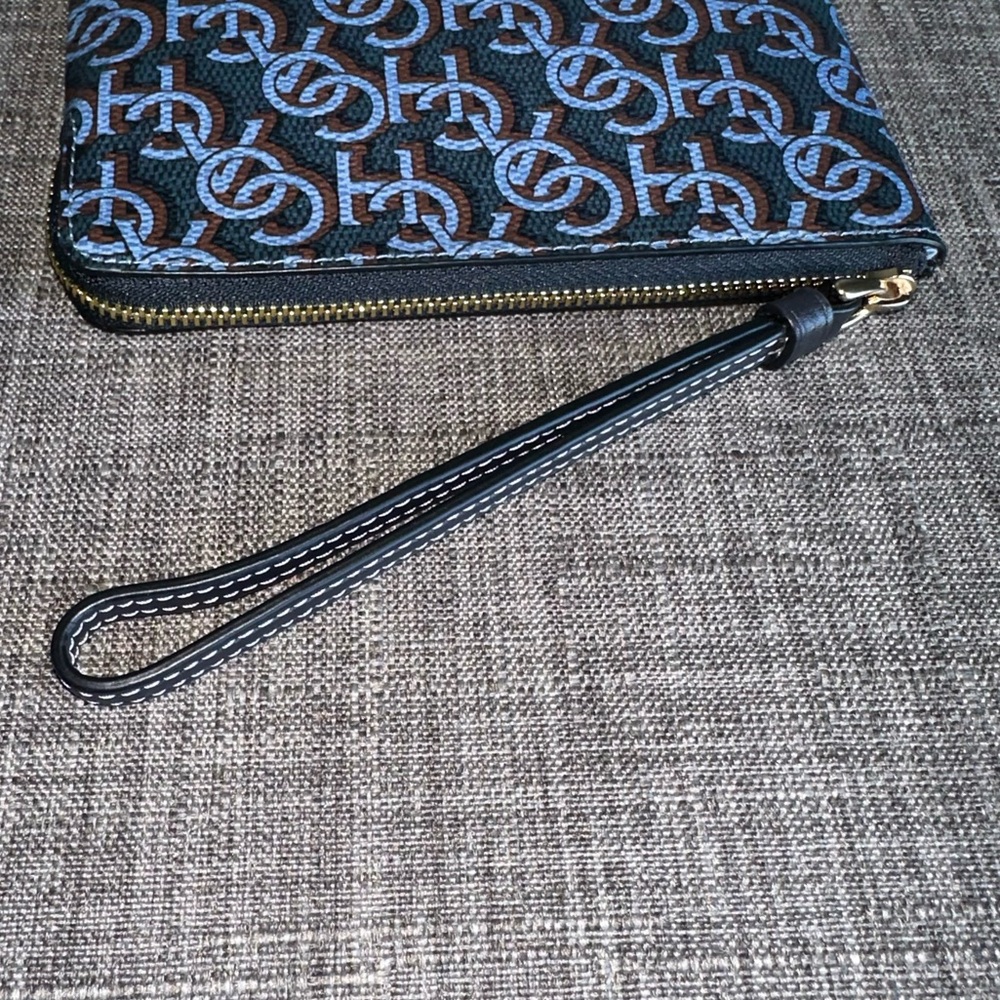 COACH Monogram Print Corner Zip Wristlet in Navy - Picture 6 of 13